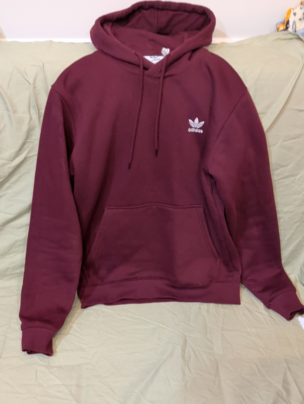 adidas Maroon Crewneck Trefoil Pullover Hoodie